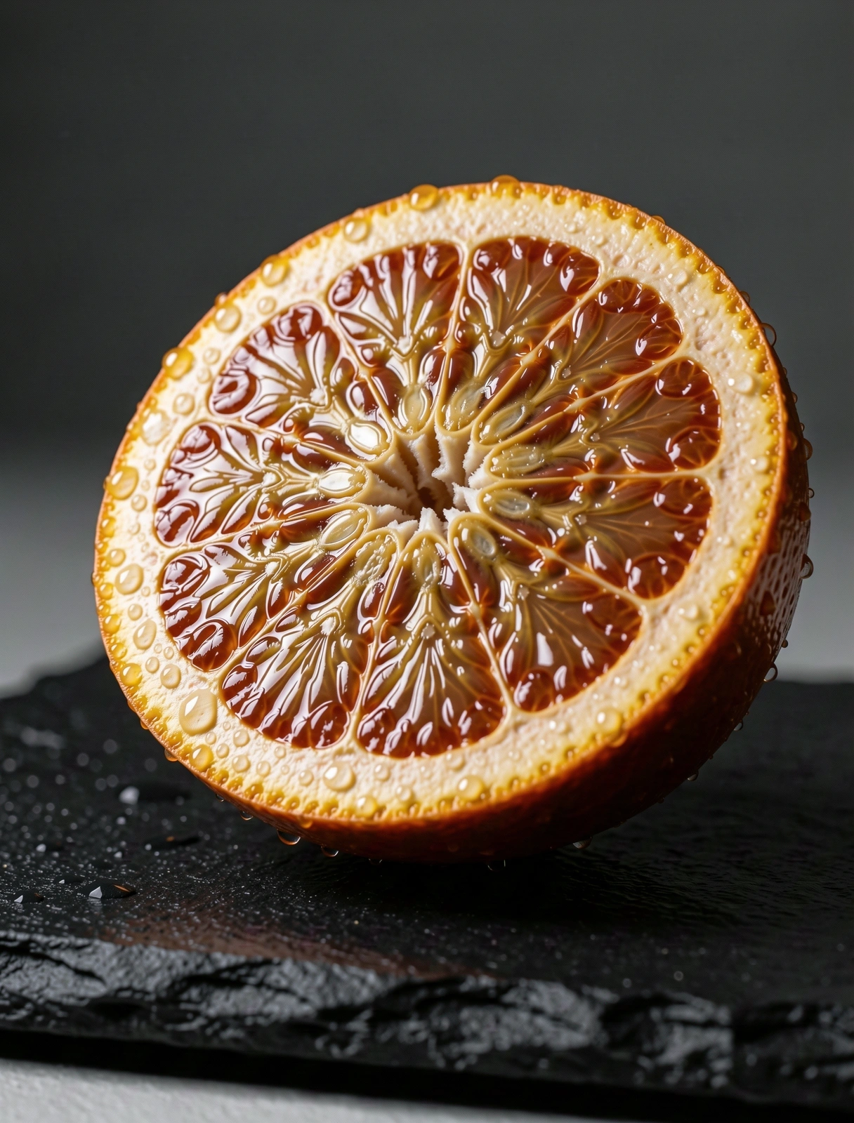 Makroaufnahme einer Blutorange zur Illustration von Nährstofffrische